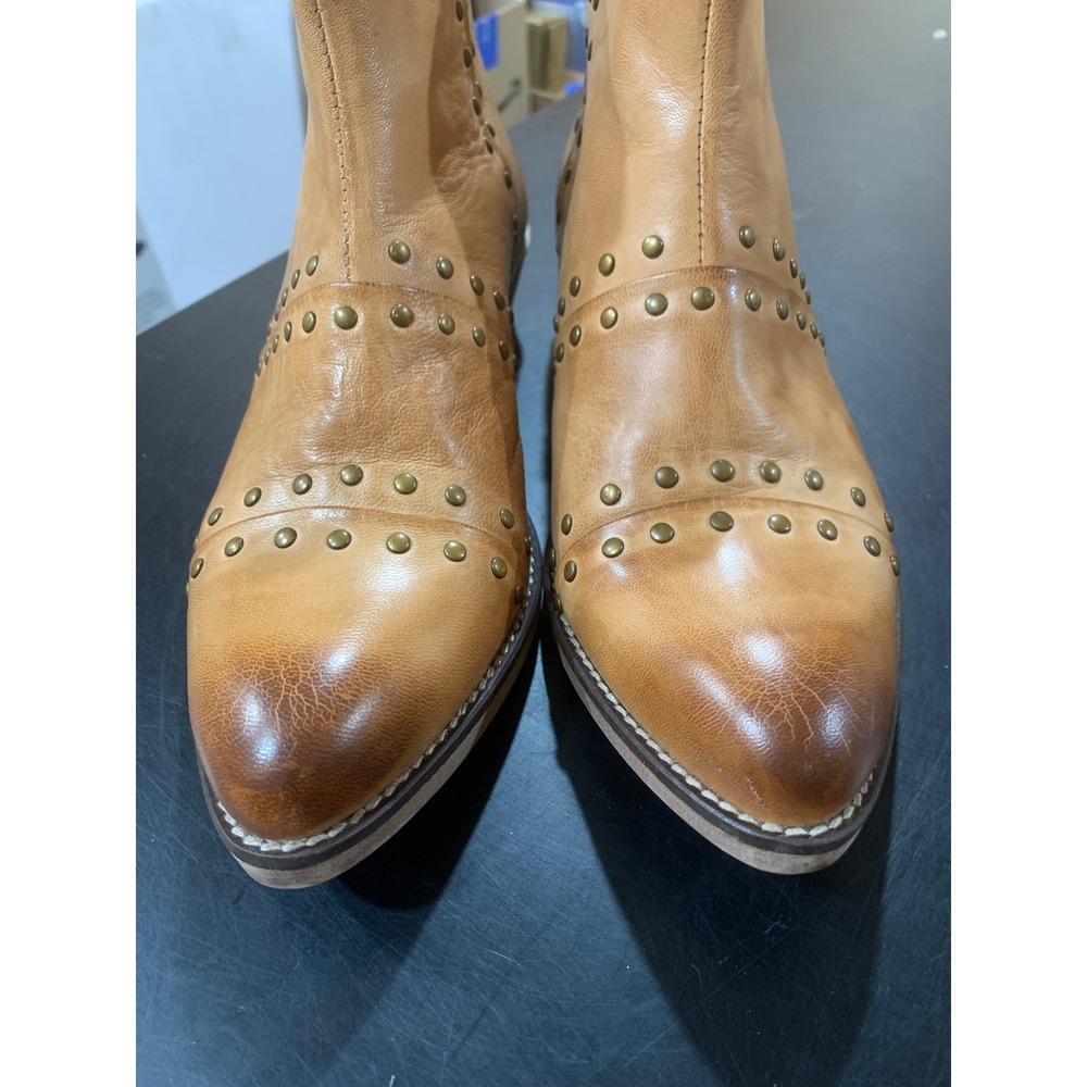 Diba True Studded Leather Ankle Boots Cognac Western Boho Women's 7.5 - Picture 15 of 16